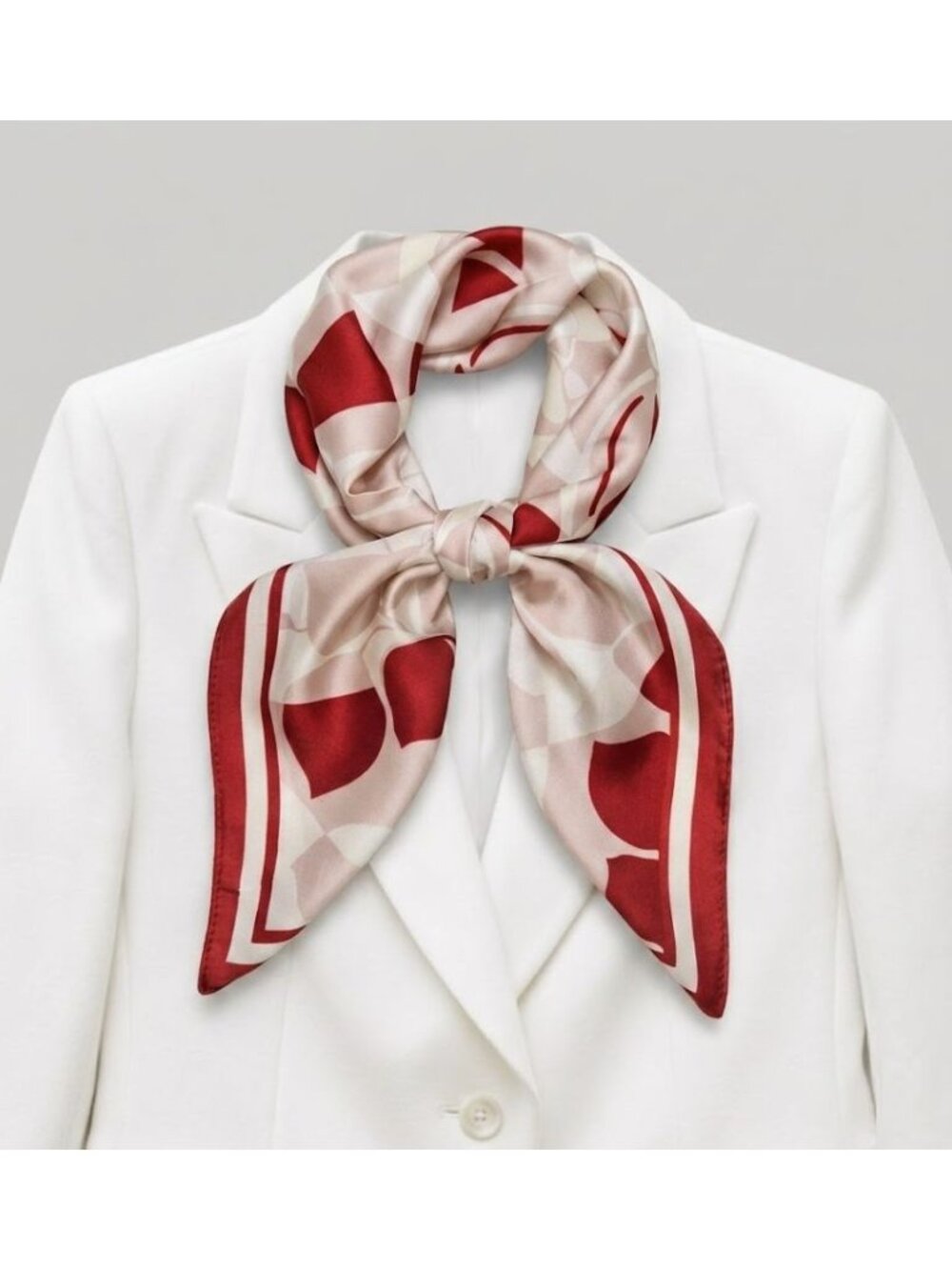 Luxury Silk Feel Scarf Pink White Black Abstract Geometric Floral Square Bandana